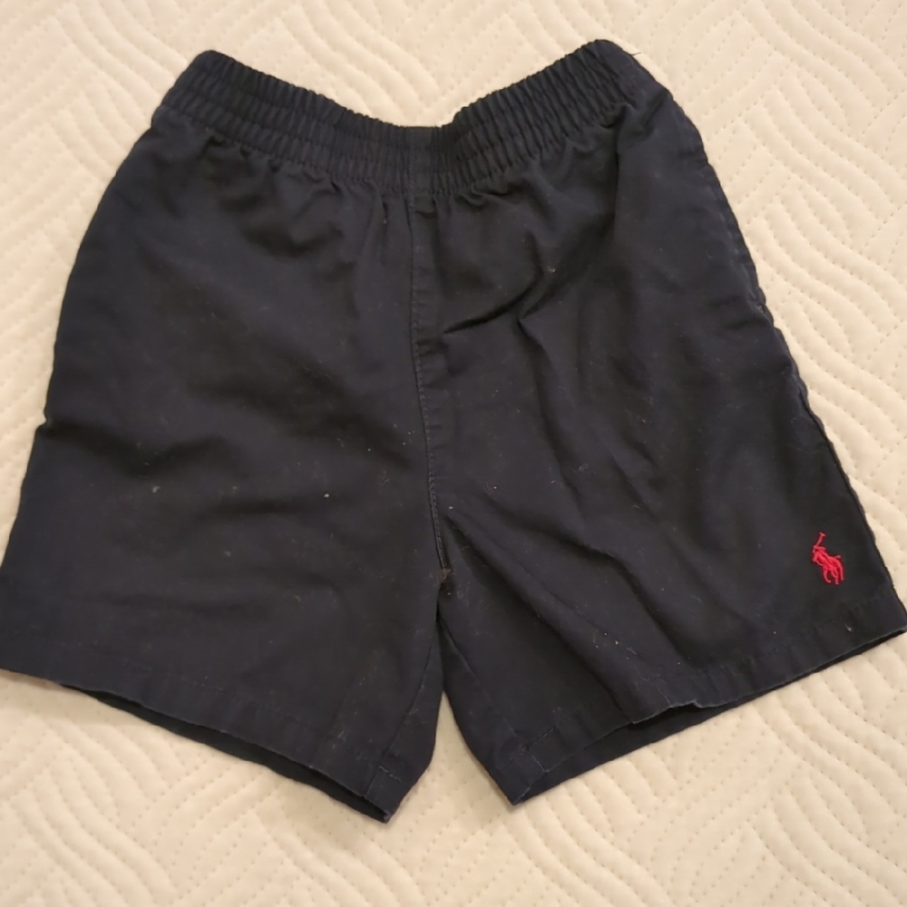 Ralph Lauren Baby Boy Navy Blue Shorts with Red Logo